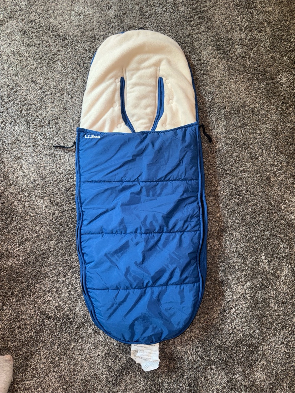 L.L.Bean Baby Stroller - Sled Snow Bunting Blue Cream Fleece Insulated 0-6 Month